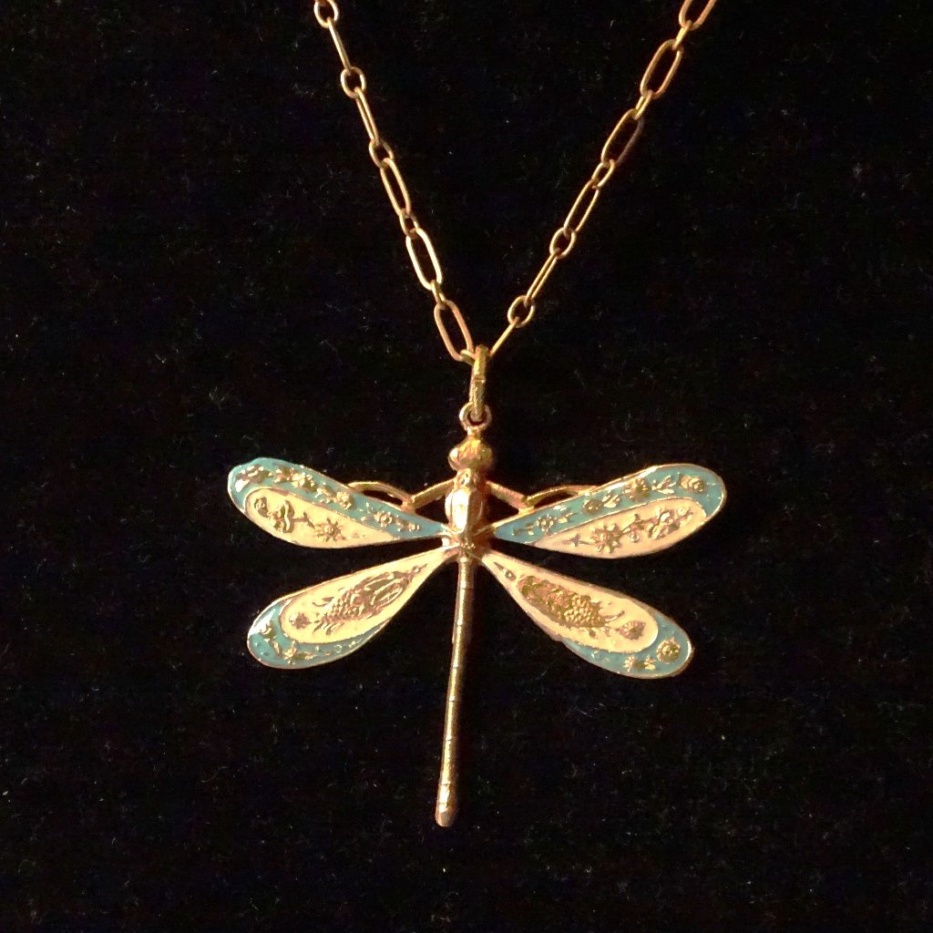 La Vie Parisienne Catherine Popesco 14kgp Enamel Dragonfly Pendant Necklace